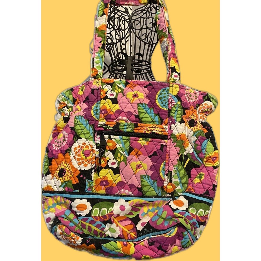 Vera Bradley LAURA Gathered Cinch Tote Purse Va Va Bloom Colorful Satchel Bag